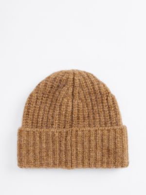 brown th monoplay plaque beanie for women tommy hilfiger