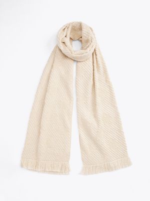 white chic scarf with wool for women tommy hilfiger