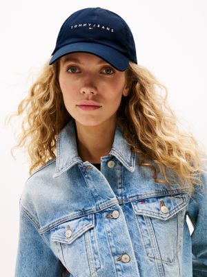 blau baseball-cap mit logo-stickerei für damen - tommy jeans