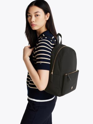 black th monogram dome backpack for women tommy hilfiger