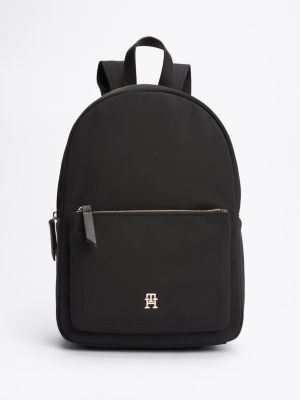 black usztywniany plecak z monogramem th dla kobiety - tommy hilfiger