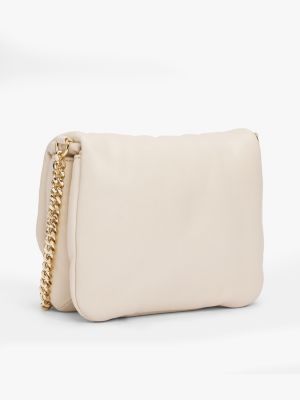 borsa a tracolla in pelle con catenella bianco da donne tommy hilfiger