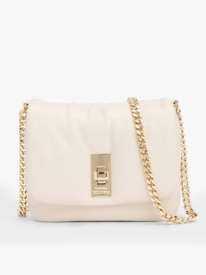 borsa a tracolla in pelle con catenella white da donne tommy hilfiger