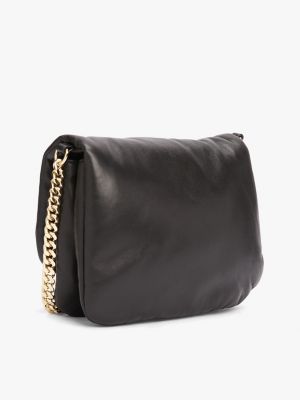 bolso de napa suave con bandolera de cadena negro de mujeres tommy hilfiger