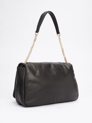 Turn Lock Soft Leather Shoulder Bag