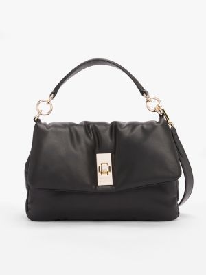 borsa convertibile in pelle morbida black da donne tommy hilfiger