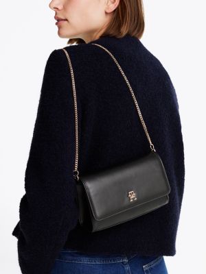 schwarz crossbody-tasche mit schulterkette für damen - tommy hilfiger