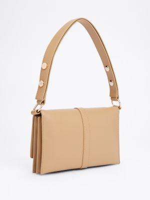 borsa a spalla con borchie beige da donne tommy hilfiger