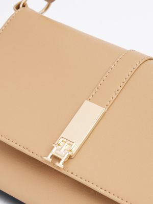 borsa a spalla con borchie beige da donne tommy hilfiger