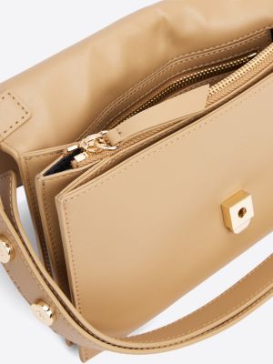 beige heritage stud shoulder bag for women tommy hilfiger