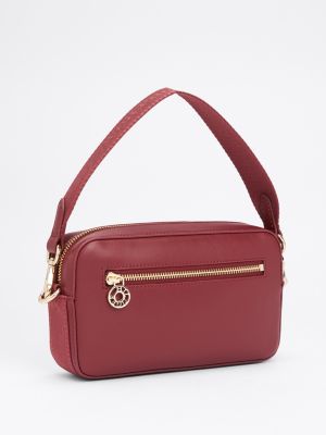 petit sac bandoulière à plaque monogramme th rouge pour femmes tommy hilfiger