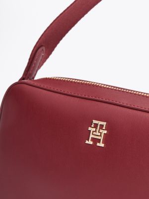 camera bag con monogramma th rosso da donne tommy hilfiger