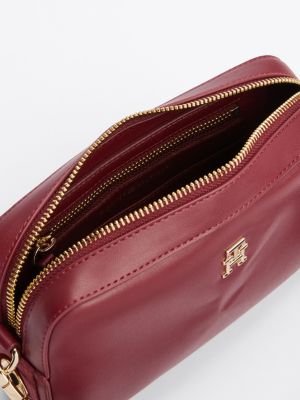 petit sac bandoulière à plaque monogramme th rouge pour femmes tommy hilfiger