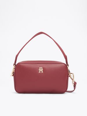 petit sac bandoulière à plaque monogramme th rouge pour femmes tommy hilfiger