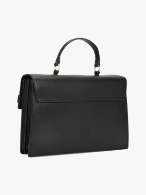 schwarz heritage satchel mit klappverschluss für damen - tommy hilfiger