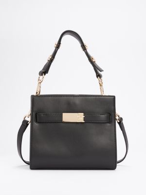 black heritage satchel mit nieten-details für damen - tommy hilfiger