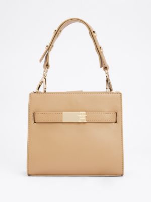 khaki heritage stud satchel for women tommy hilfiger