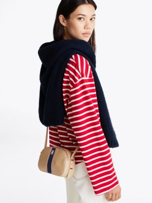 khaki kameratasche mit strukturiertem finish für damen - tommy hilfiger