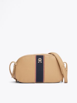 khaki getextureerde cameratas voor dames - tommy hilfiger