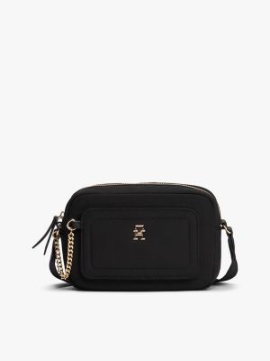 petit sac bandoulière à porte-cartes amovible black pour femmes tommy hilfiger