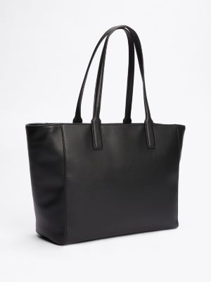 black th soft plaque tote for women tommy hilfiger