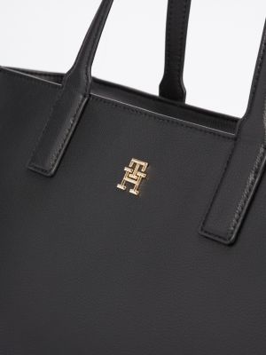 schwarz th soft tote-bag mit emblem für damen - tommy hilfiger