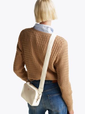 petit sac bandoulière th soft à plaque blanc pour femmes tommy hilfiger