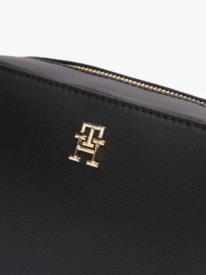 black th soft plaque camera bag for women tommy hilfiger