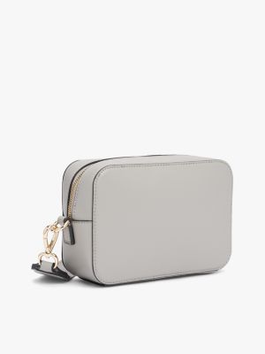 grey th soft plaque camera bag for women tommy hilfiger