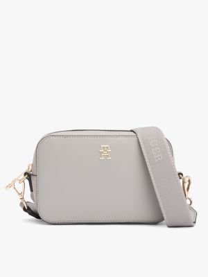 grey th soft plaque camera bag for women tommy hilfiger