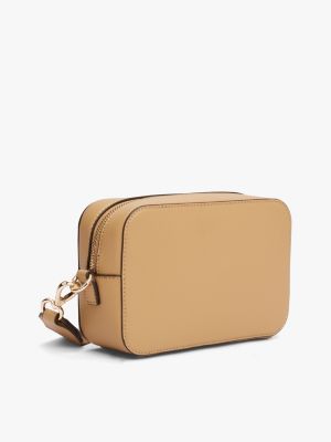 petit sac bandoulière th soft à plaque beige pour femmes tommy hilfiger