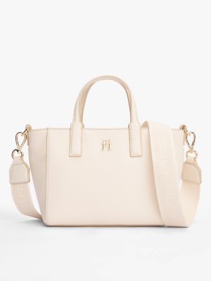 bolso tote th soft con inscripción white de mujeres tommy hilfiger