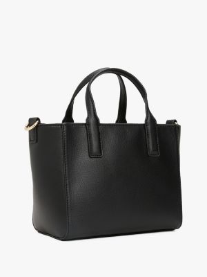 cabas th soft à bandoulière logo noir pour femmes tommy hilfiger