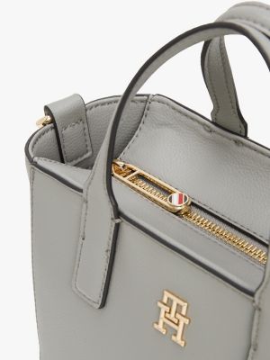 grey th soft logo strap tote for women tommy hilfiger