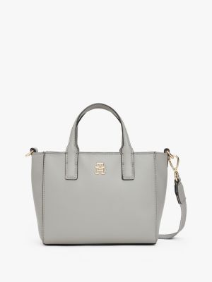 grey th soft logo strap tote for women tommy hilfiger