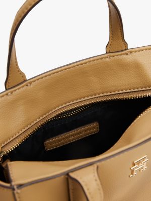 cabas th soft à bandoulière logo beige pour femmes tommy hilfiger