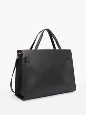 bolso heritage con acabado liso negro de mujeres tommy hilfiger