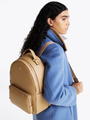 beige th soft kuppelförmiger rucksack für damen - tommy hilfiger