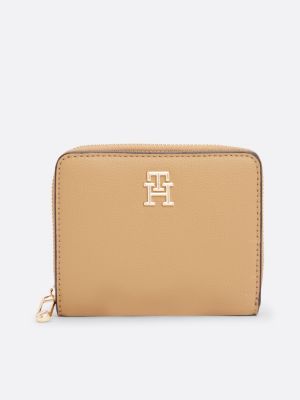 cartera th soft con cremallera beige de mujeres tommy hilfiger