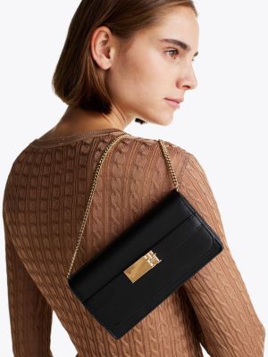 schwarz heritage clutch mit schulterkette für damen - tommy hilfiger