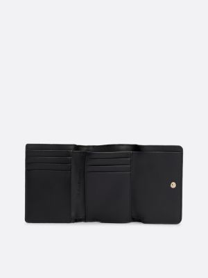 portafogli trifold con monogramma th impresso nero da donne tommy hilfiger