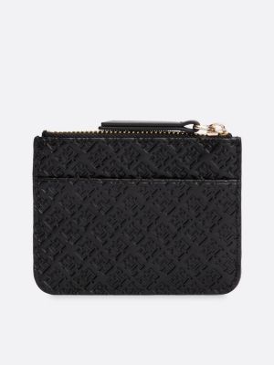 black debossed credit card holder for women tommy hilfiger