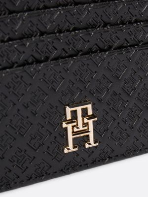 black debossed credit card holder for women tommy hilfiger