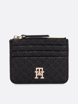 black debossed credit card holder for women tommy hilfiger