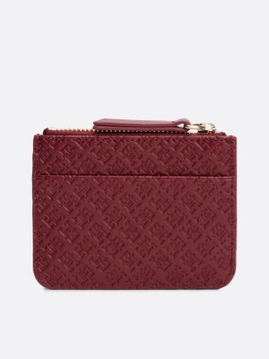 red debossed credit card holder for women tommy hilfiger