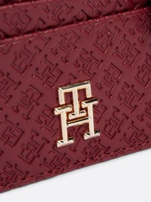 red debossed credit card holder for women tommy hilfiger