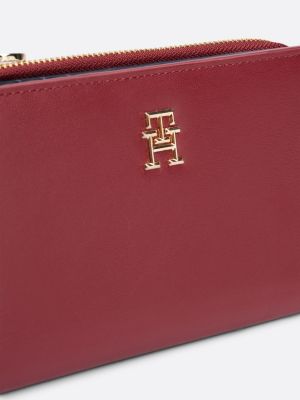 portefeuille plat à deux volets rouge pour femmes tommy hilfiger