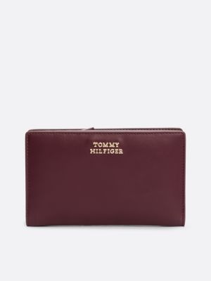 red leren bifold portemonnee voor dames - tommy hilfiger