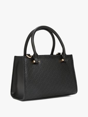 schwarz tote-bag mit tiefgeprägten th-monogrammen für damen - tommy hilfiger