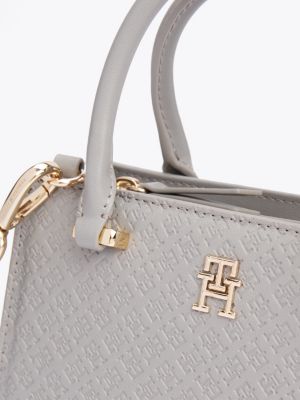 borsa tote th monogram grigio da donne tommy hilfiger